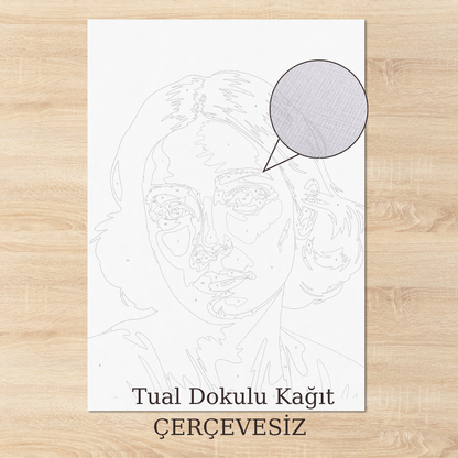 (Çerçevesiz) Kişiye Özel Tuval Kağıdında Sayılarla Boyama Seti Fırça Ve Boya Dahil