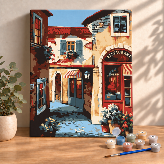 Sayılarla Boyama Ahşap Çerçeveli Kasnaklı Tuval Seti Fırça Boya Dahil Çıtalı 40x50 Cm