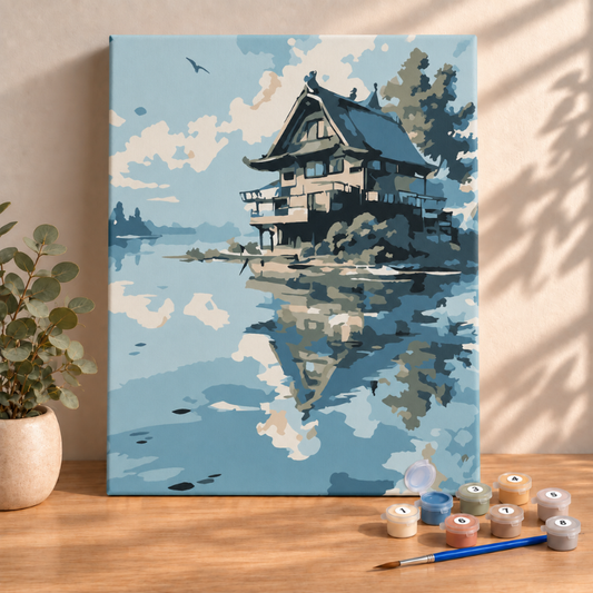 Sayılarla Boyama Ahşap Çerçeveli Kasnaklı Tuval Seti Fırça Boya Dahil Çıtalı 40x50 Cm