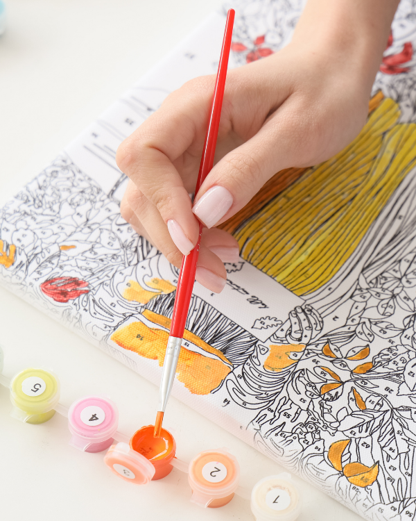 (Çerçevesiz) Kişiye Özel Tuval Kağıdında Sayılarla Boyama Seti Fırça Ve Boya Dahil