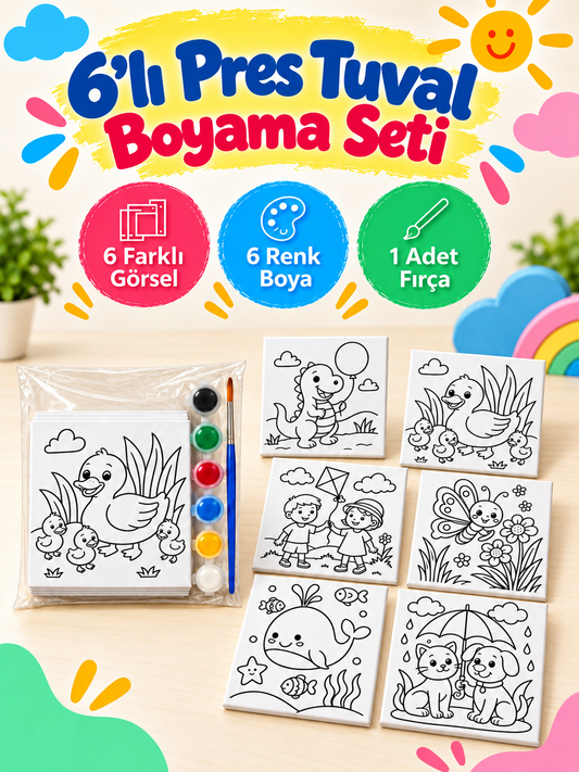 6'lı Pres Tuval Boyama Kiti