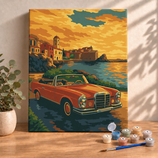 Sayılarla Boyama Ahşap Çerçeveli Kasnaklı Tuval Seti Fırça Boya Dahil Çıtalı 40x50 Cm