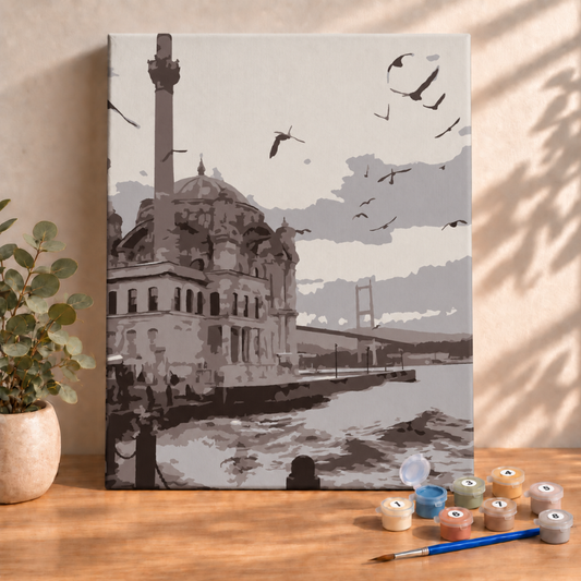 Sayılarla Boyama Ahşap Çerçeveli Kasnaklı Tuval Seti Fırça Boya Dahil Çıtalı 40x50 Cm