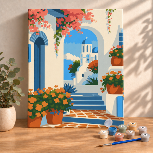Sayılarla Boyama Ahşap Çerçeveli Kasnaklı Tuval Seti Fırça Boya Dahil Çıtalı 40x50 Cm