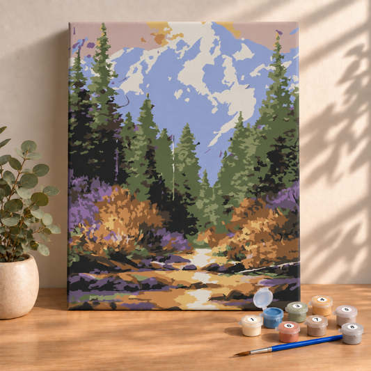 Sayılarla Boyama Ahşap Çerçeveli Kasnaklı Tuval Seti Fırça Boya Dahil Çıtalı 40x50 Cm