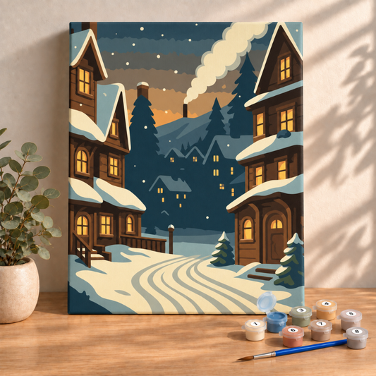 Sayılarla Boyama Ahşap Çerçeveli Kasnaklı Tuval Seti Fırça Boya Dahil Çıtalı 40x50 Cm