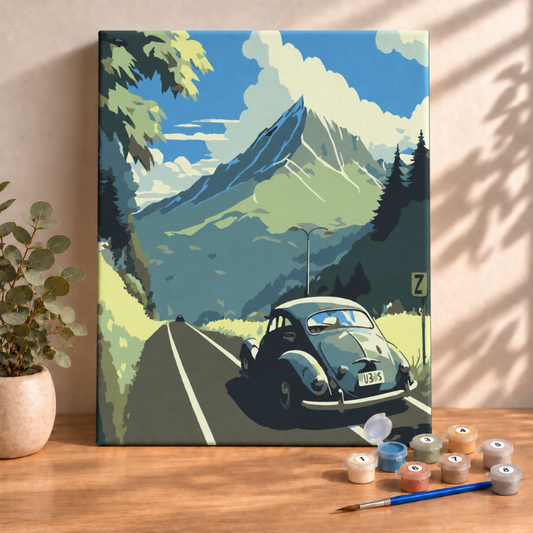 Sayılarla Boyama Ahşap Çerçeveli Kasnaklı Tuval Seti Fırça Boya Dahil Çıtalı 40x50 Cm