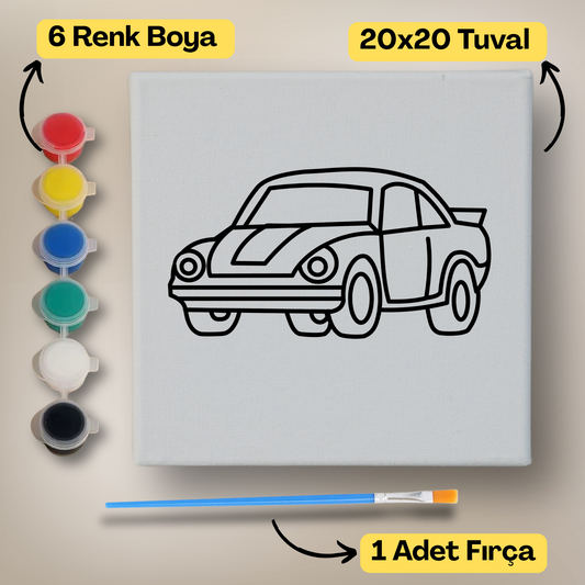 20x20 Çocuklar İçin Boyama Tuvali Seti – 6 Renk Boya + Fırça Dahil - t20 ürün görseli