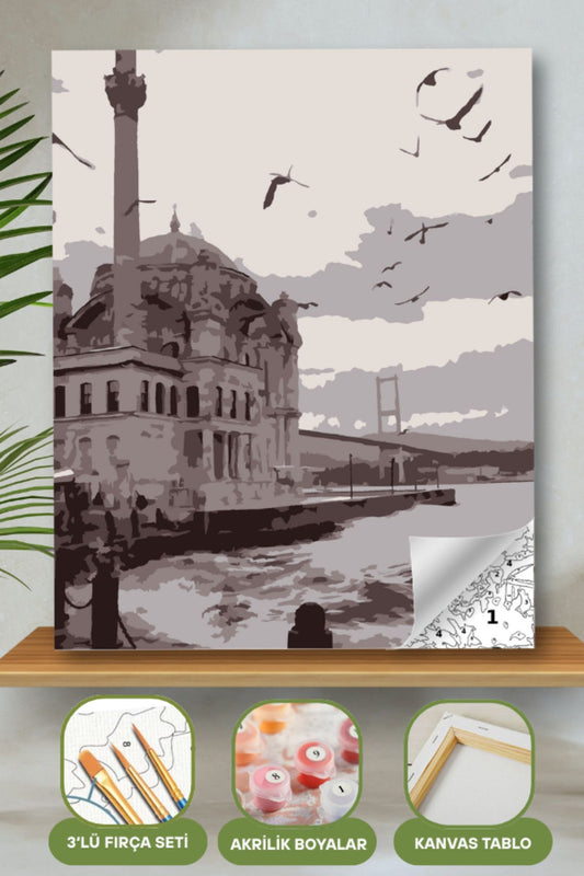 Sayılarla Boyama Ahşap Çerçeveli Kasnaklı Tuval Seti Fırça Boya Dahil Çıtalı 40x50 Cm 40X50 sayılarla boyama seti ürün görseli