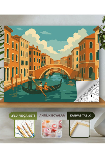 Sayılarla Boyama Seti 40x50 Cm (Çıtalı) Fırça Boya Dahil Numaralı Tuval-Venedik 40X50 sayılarla boyama seti ürün görseli