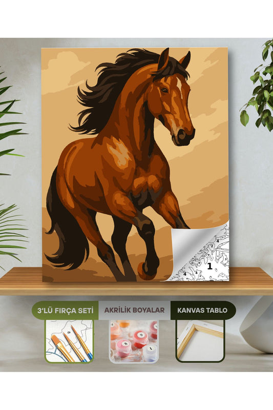 Sayılarla Boyama Seti 40x50 Cm (Çıtalı) Fırça Boya Dahil Numaralı Tuval-At Portre 40X50 sayılarla boyama seti ürün görseli