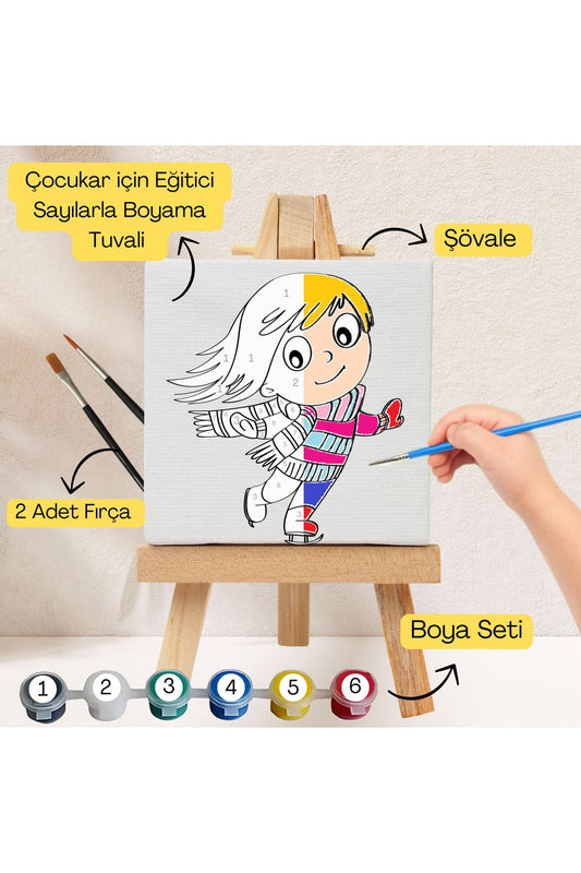 Çocuklar İçin Eğitici Sayılarla Boyama Seti Sevimli Kız–20x20 Tuval,Şövale,Boya&Fırça,Sanat ve Zeka 20X20 çocuklar için sayılarla boyama seti ürün görseli