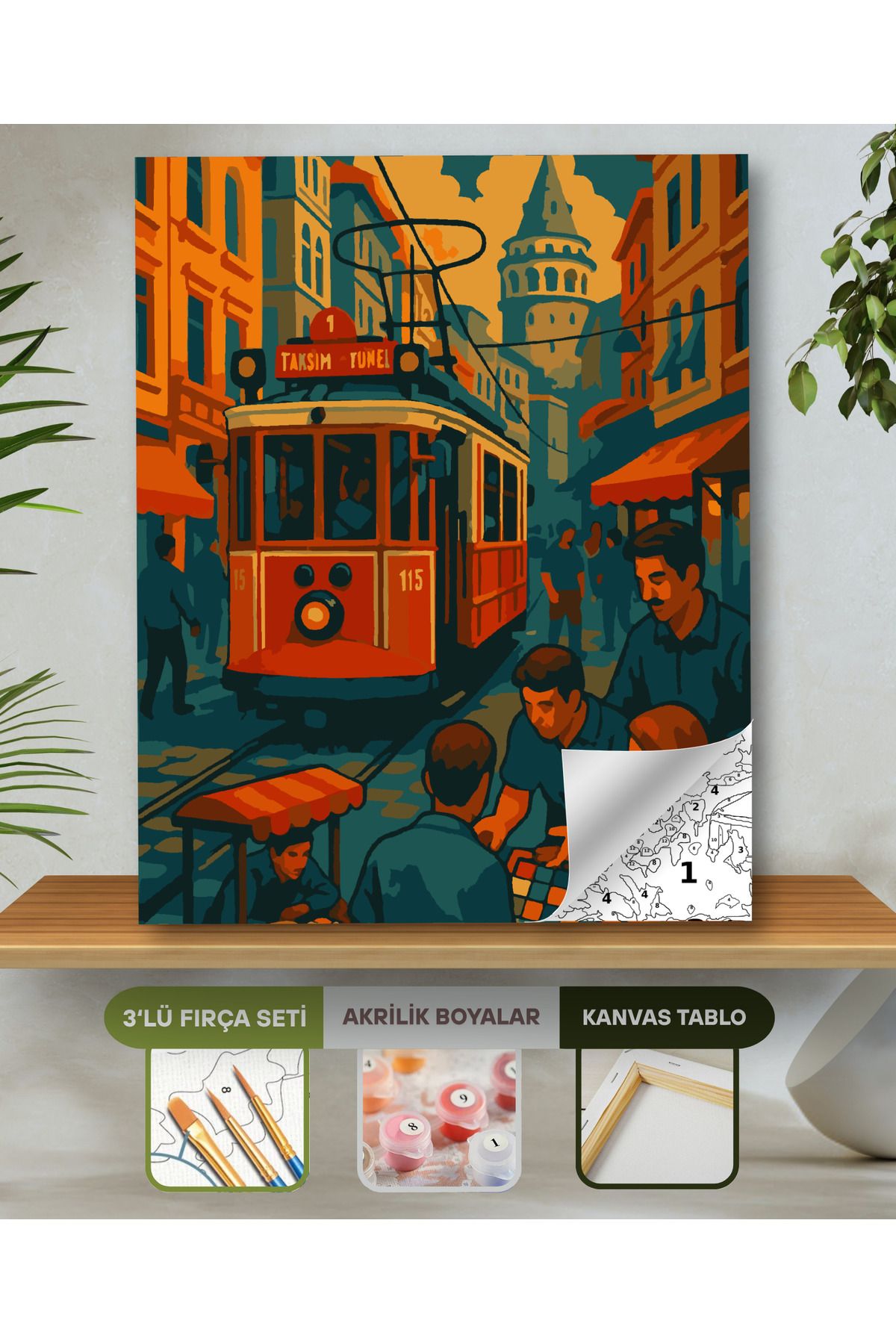 Sayılarla Boyama Seti 40x50 Cm (Çıtalı) Fırça Boya Dahil Numaralı Tuval-Taksim Sokakları 40X50 sayılarla boyama seti ürün görseli