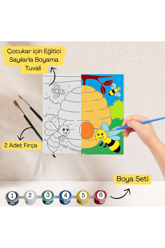 Çocuklar İçin Eğitici Sayılarla Boyama Seti Arı Kovanı–20x20 ,Boya&Fırça,Sanat ve Zeka,Şovalesiz 20X20 çocuklar için sayılarla boyama seti ürün görseli