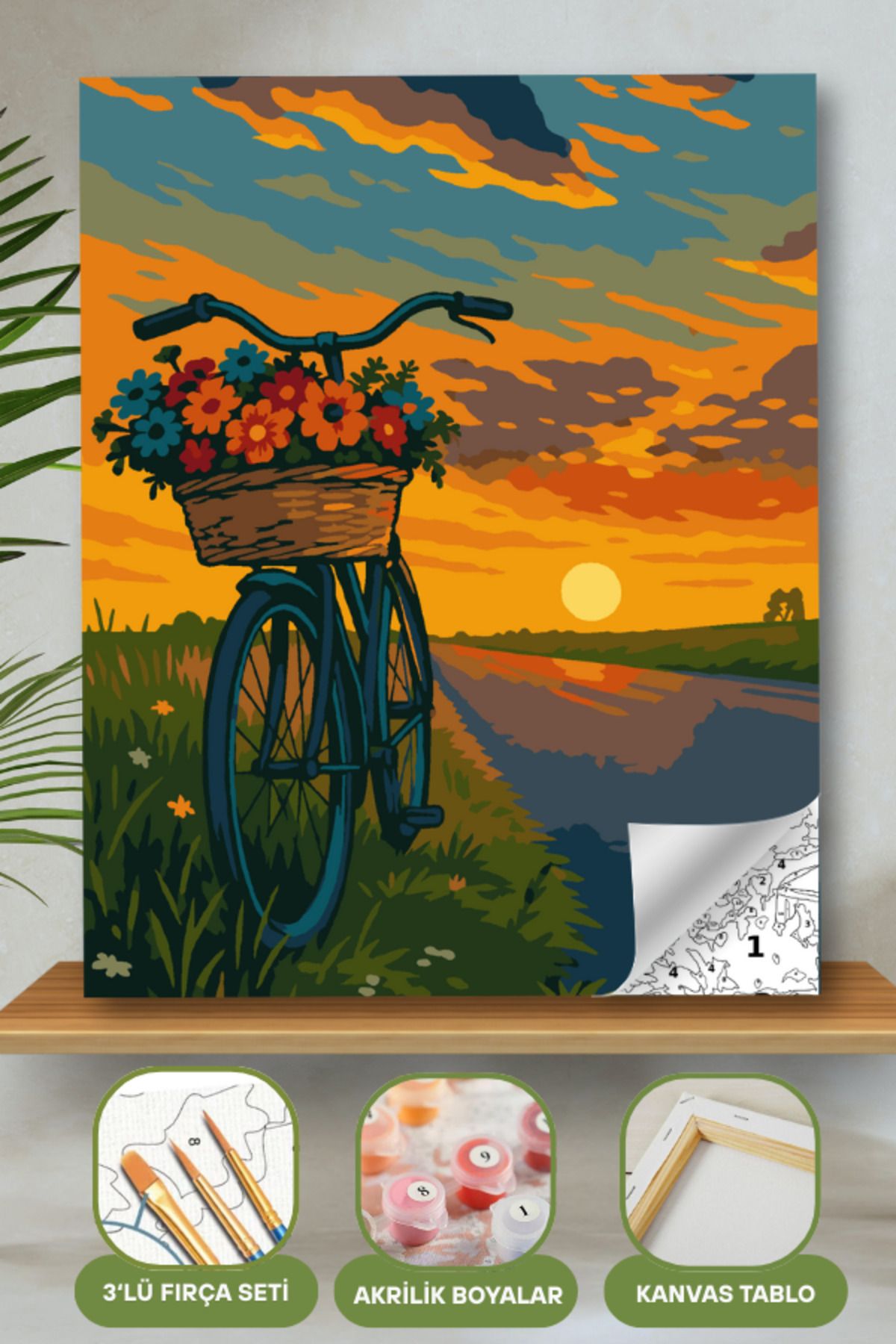 Sayılarla Boyama Ahşap Çerçeveli Kasnaklı Tuval Seti Fırça Boya Dahil Çıtalı 40x50 Cm 40X50 sayılarla boyama seti ürün görseli