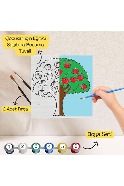 Çocuklar İçin Eğitici Sayılarla Boyama Seti Ağaç–20x20 Tuval,Boya&Fırça,Sanat ve Zeka,Şovalesiz 20X20 çocuklar için sayılarla boyama seti ürün görseli