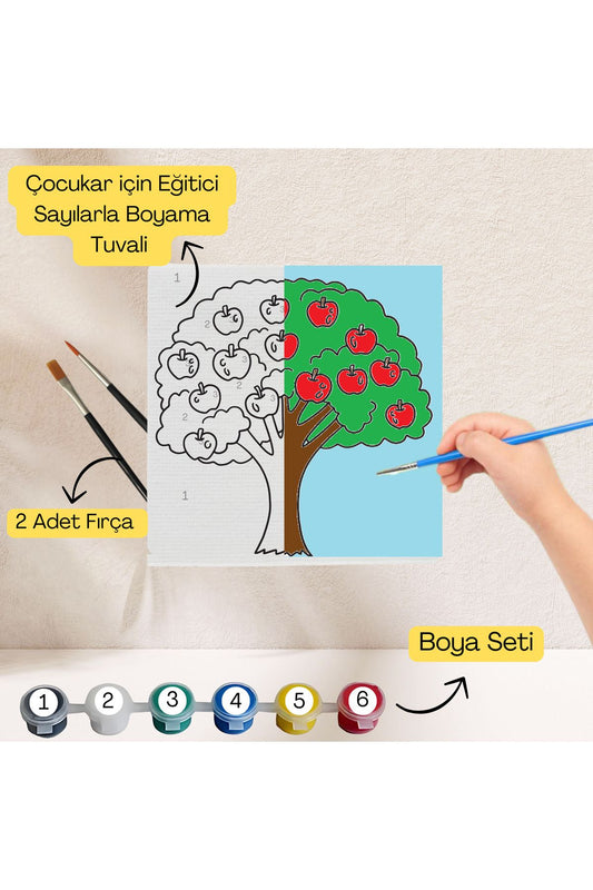 Çocuklar İçin Eğitici Sayılarla Boyama Seti Ağaç–20x20 Tuval,Boya&Fırça,Sanat ve Zeka,Şovalesiz 20X20 çocuklar için sayılarla boyama seti ürün görseli