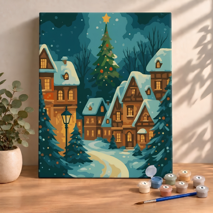Yılbaşı Hediyelik Tablo Noel 2026 Sayılarla Boyama Seti Boya Fırça Dahil Tablo