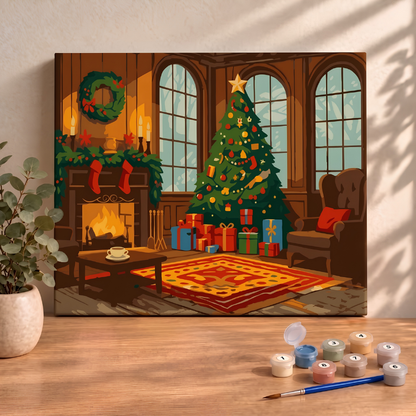 Yılbaşı Hediyelik Tablo Noel 2026 Sayılarla Boyama Seti Boya Fırça Dahil Tablo